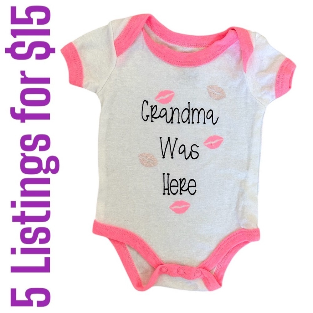 5/$15 Grandma Was Here Graphic Baby Girl Onesie Bodysuit 0-3 Months by Swiggles
